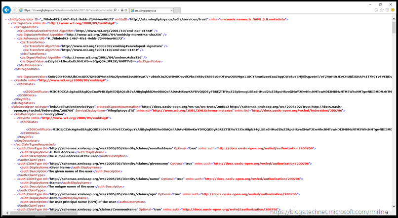 Verifying AD FS 2016 Service Metadata