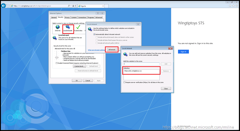 AD FS 2016 - Adding AD FS Endpoint To Local Intranet Security Zone