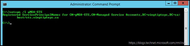 Checking If AD FS SPN Registration On The gMSA Service Account