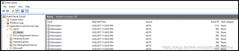 AD FS Event Log
