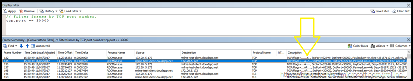 Azure VM RDP Working on TCP 30000 - NetMon Details