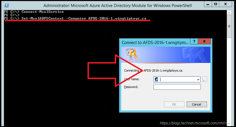 Unexpected Authentication Prompt When Configuring AD FS With Office 365 - OOPS Type In Server Name