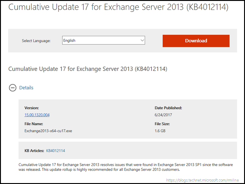 Download Exchange 2013 CU17