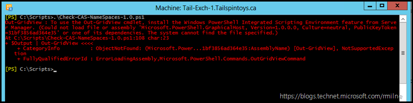 Exchange 2010 Management Shell With Our-GridView Error With Script