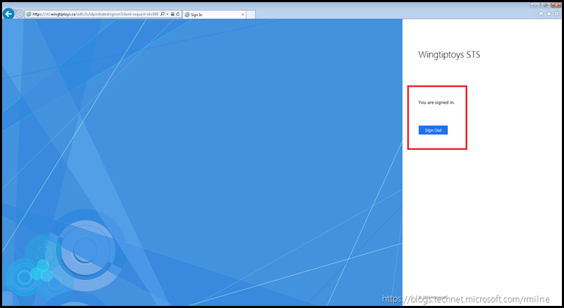 Windows 2016 IdpInitiatedSignon - Signed In! -- YAY!!