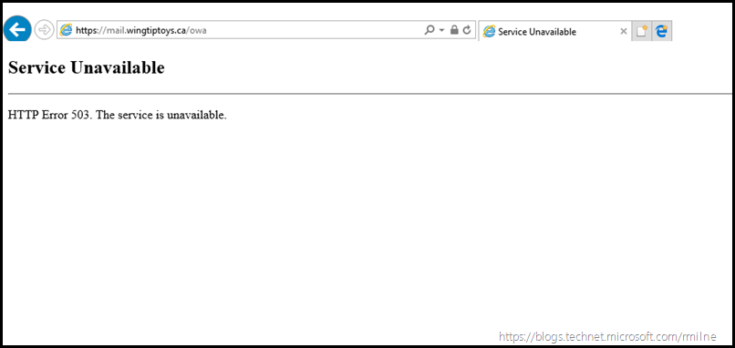 WAP 2016 Service Unavailable HTTP Error 503. The service is unavailable. 