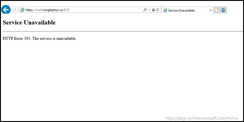 WAP 2016 Service Unavailable HTTP Error 503. The service is unavailable. 