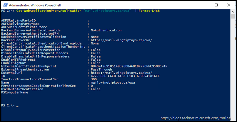 WAP 2016 Using PowerShell to Review Published Application