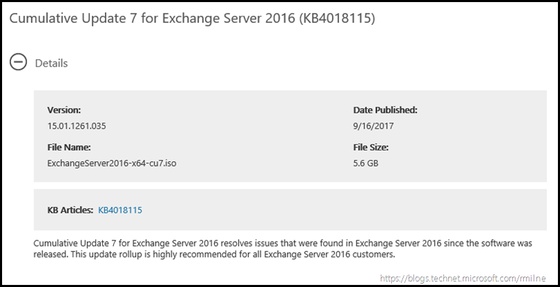 Exchange 2016 CU7 Download