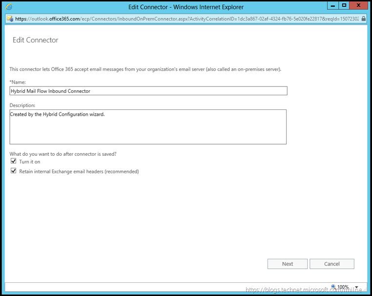 Hybrid Mail Flow Inbound Connector