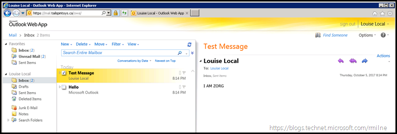 On-Premises OWA - Working As Designed