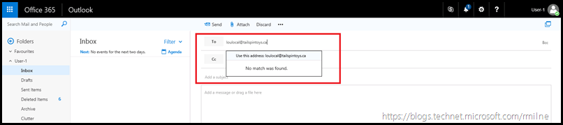 Sending Message to On-Premises Mailbox