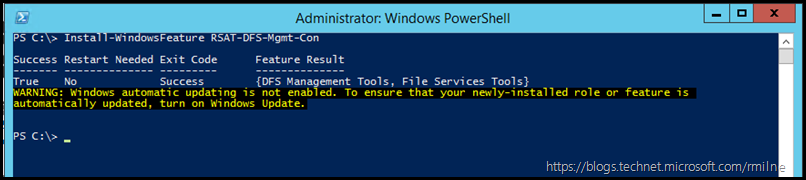 Installing DFS Management Tools Using PowerShell