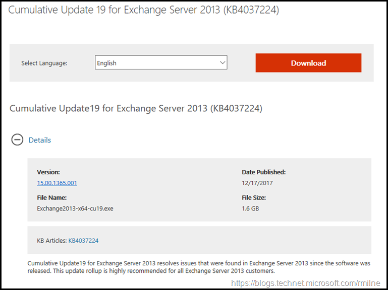 Download Exchange 2013 CU19