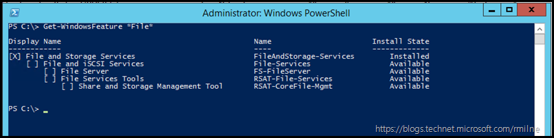 Windows 2012 R2 Member Server. Note that the File Server role is not installed