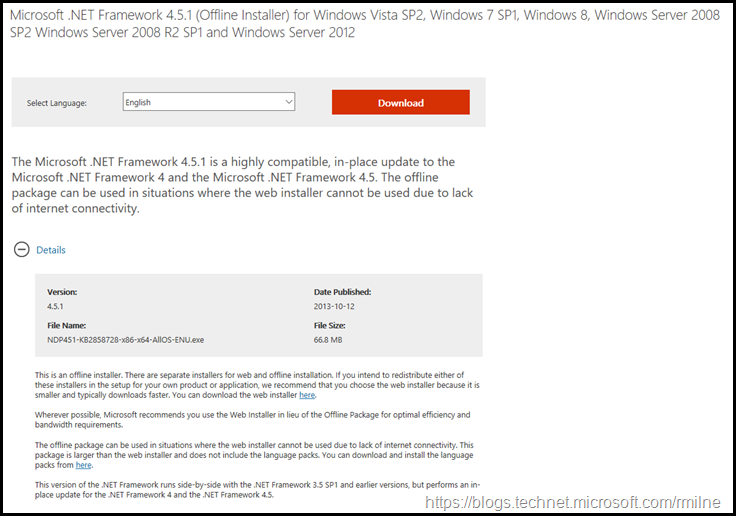 .net framework 4.5 for windows server 2008 r2 64 bit