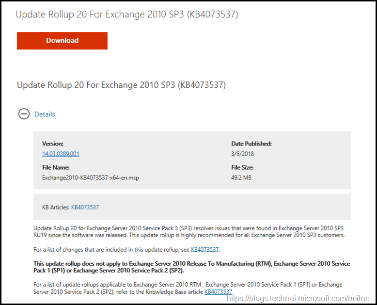 Download Microsoft Exchange Server 2010 Service Pack 3