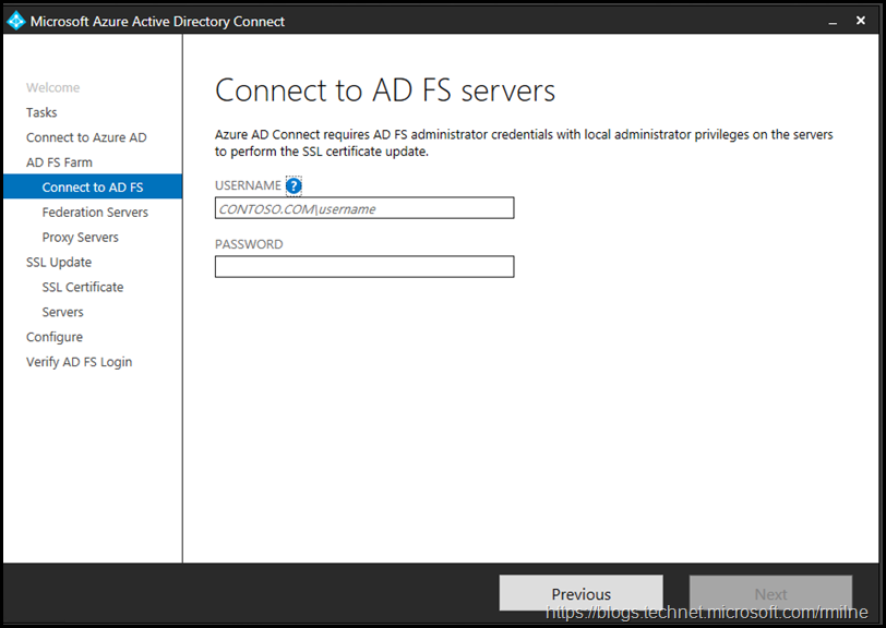Azure AD Connect - Connect to AD FS Servers