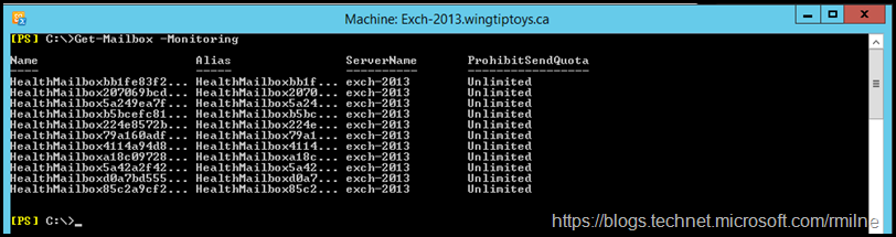 Viewing Exchange 2013 Monitoring Mailboxes