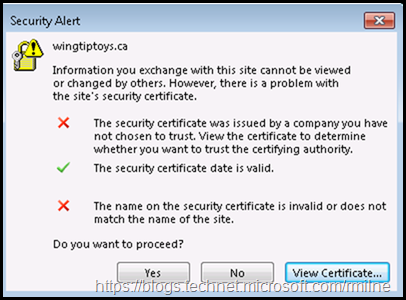 Autodiscover Root Domain Certificate Warning Details Due to HTTPS Binding on Domain Controller