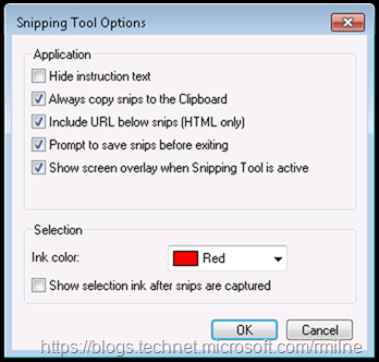 Windows 7 Snipping Tool Options