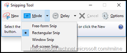 Windows 10 Snipping Tool - Mode Feature
