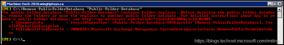 Unable to Remove Exchange 2010 Public Folder Database - Replicas Present