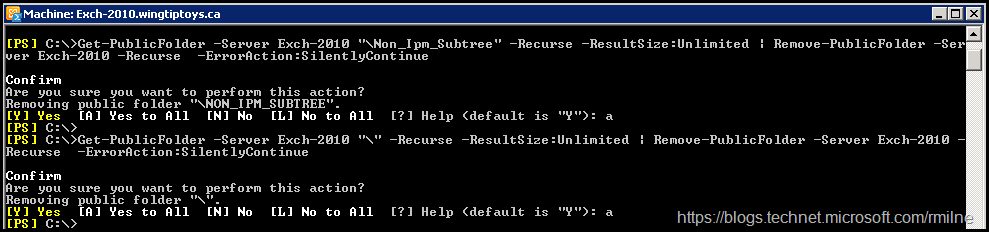 Removing Exchange 2010 Public Folder Replicas Using PowerShell