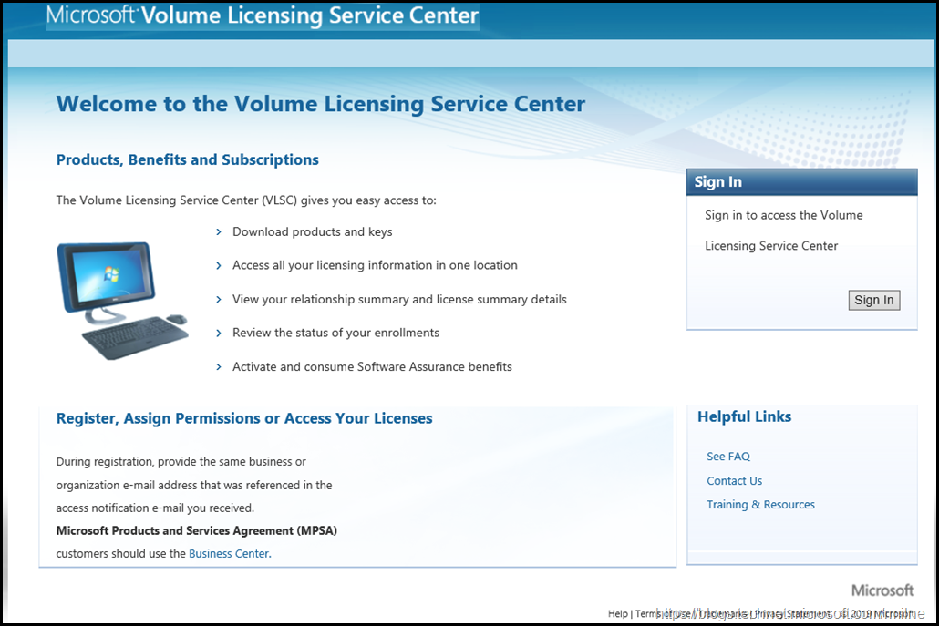 Volume Licensing Service Center