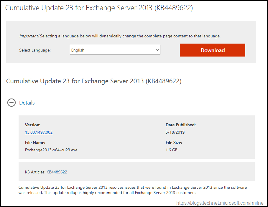 Download Exchange 2013 CU23
