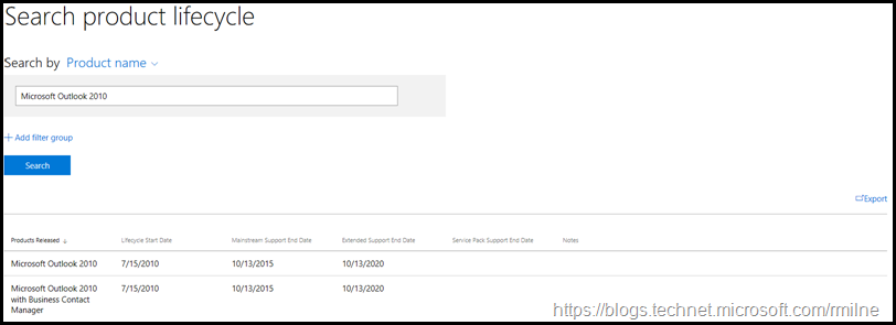 Office 2010 Life Cycle - End of Support Date