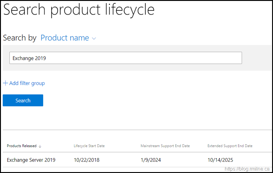 Exchange 2019 End of Support Date