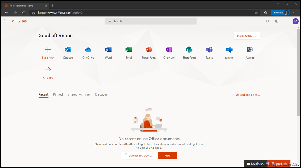 Office 365 Admin Portal - Circa 2019