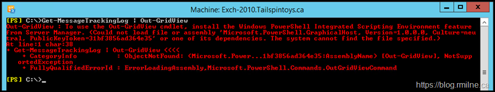 Exchange 2010 Management Shell With Our-GridView Error