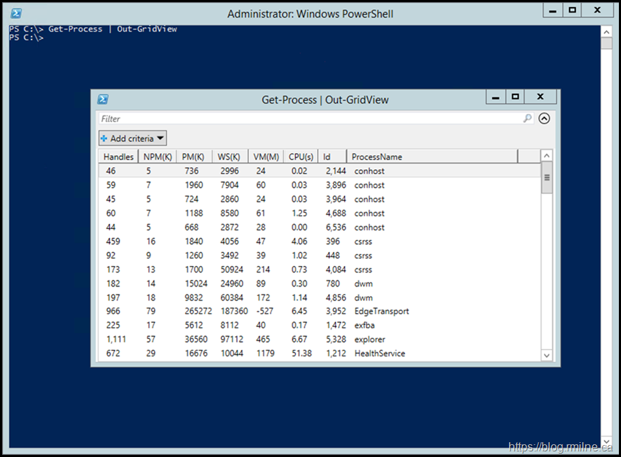 Windows PowerShell - Out-GridView Is Available