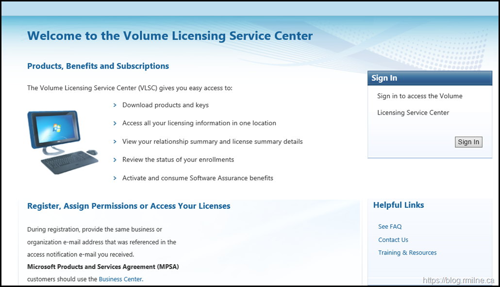 Volume Licensing Download Site