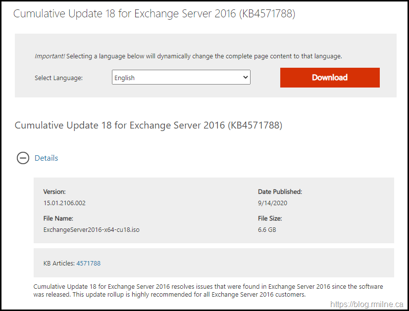 Exchange 2016 CU18 Download