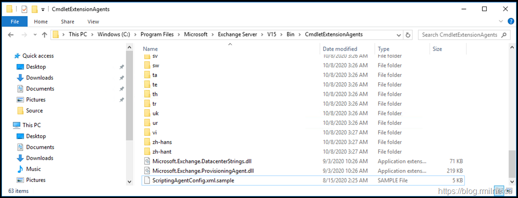 Exchange File System - No Scripting Agent Config File Present