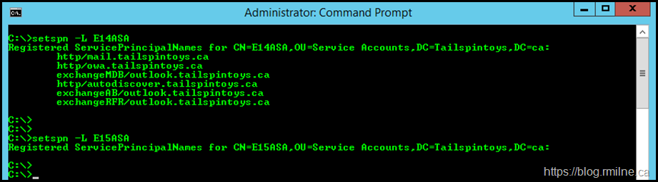 Verify Initial SPN Configuration On Exchange ASA Objects
