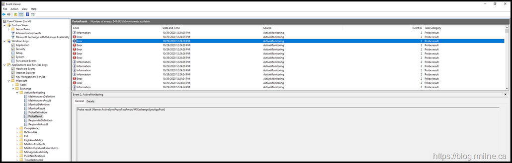 Exchange Managed Availability -- Errors In Crimson Channel