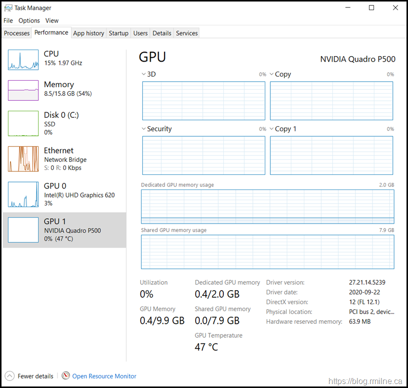 Windows 10 Task Manager Showing GPU Usage