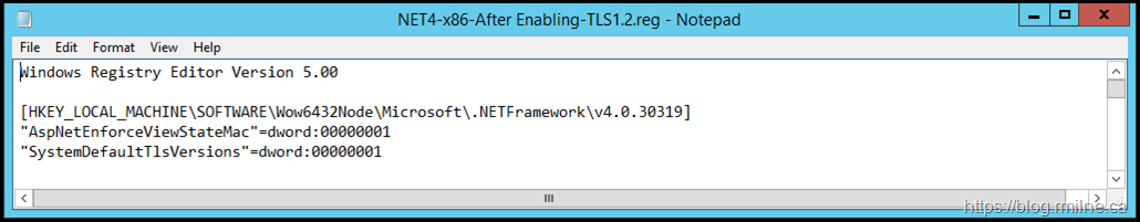 Net Framework TLS x86 Registry Entries