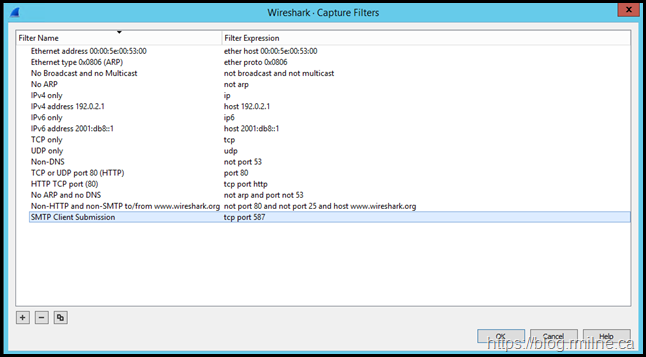 Wireshark Capture Filter - TCP 587 Only