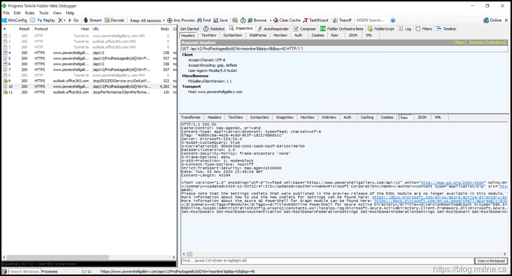 Fiddler Trace Showing TLS 1.2