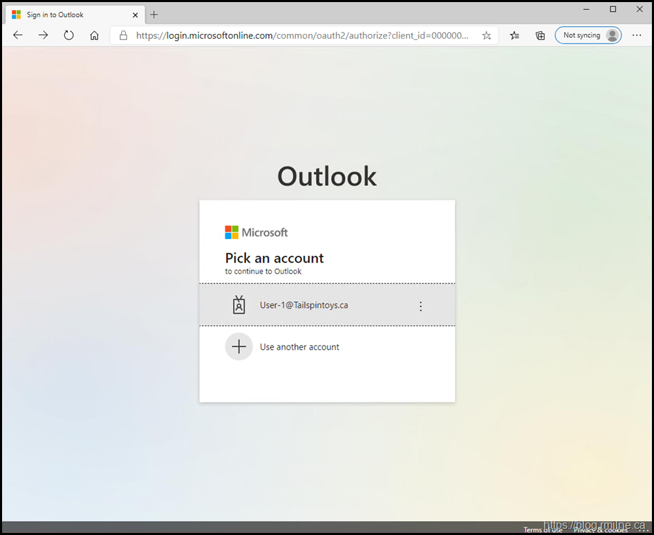 Logging On To Office 365 - Select Account To Continue
