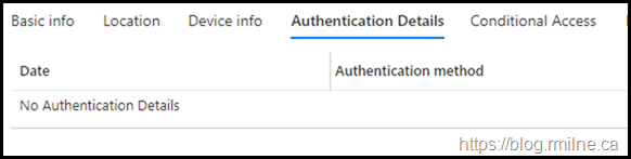 Reviewing Azure AD-SignIn - No Information Under Authentication Details