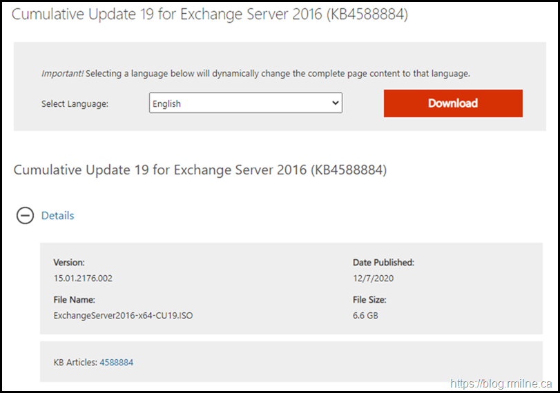 Download Exchange 2016 CU19