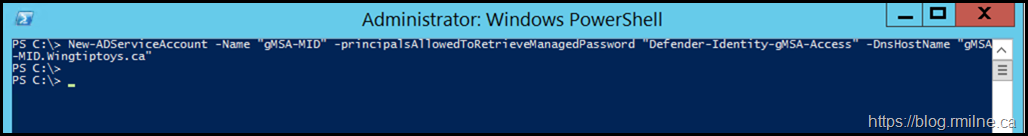Creating gMSA for MDI