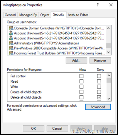 Account Unknown Entries After Windows Server 2019 ADPrep