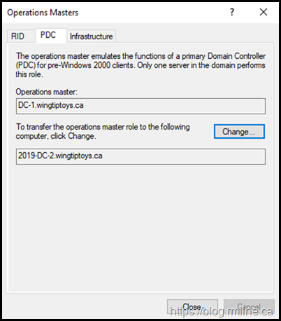 OS Version Of The Initial Primary Domain Controller Emulator FSMO Role Holder
